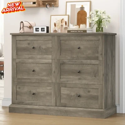 Comoda Para Habitacion Con 6 Cajones De Madera Gris Muebles El Dormitorio Ropa - Image 1 of 4