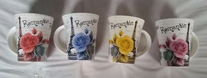 4 pezzi Set di tazze romantiche da caffè/tè, FIORI A PARIGI, FRANCIA - Foto 1 di 7