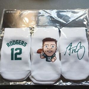 Aaron Rodgers Strideline Socks 0 To 12 Months Three Pairs NFL Green Bay Packers