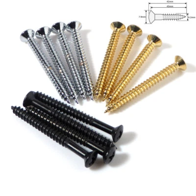 Guitar screws neck plate / bush in chrome black gold 4.2mm x 45mm - Image 1 of 2