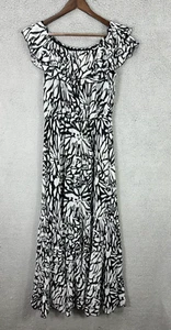 Fashion Bug Maxi Dress Women 6 Off Shoulder Black Floral Coquette Boho Resort - Picture 1 of 7
