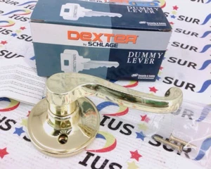NSOP Schlage Dexter Dummy Lock Left Hand J170LAS605LH Bright Brass US3 - Picture 1 of 2