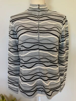 COLDWATER CREEK женщин размер маленький серый в полоску акриловый полный молнии кардиган свитер - Изображение 1 из 4