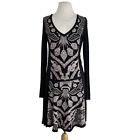 Desigual By Christian Lacroix Size S Black And Taupe Patterned Drop Waist Dress