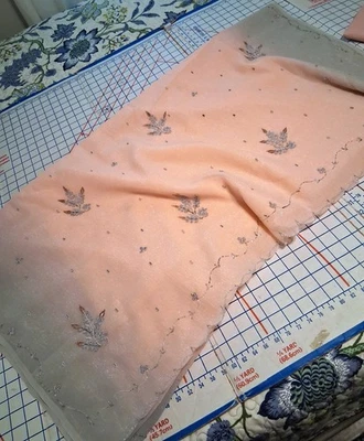 Sari indio transparente rosa y gris con cuentas plateadas y tela blusa sin cordones Foto 1 de 4