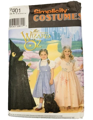 Simplicity 7801 Wizard of Oz Costume Pattern Dorothy Wick Witch Glinda Girls 3-8 - Image 1 of 4