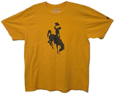 Adidas The Go To Tee University Of Wyoming Cowboys Size XL Bucking Bronco Yellow - Image 1 of 4
