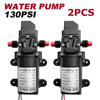 Bomba de agua 2x12V 130PSI bomba autocebante diafragma alta presión RV interruptor automático Foto 1 de 4