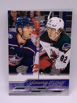 2023-24 Upper Deck Extended Young Guns Checklist A Fantilli, L Cooley #730 (RC) - Image 1 of 2