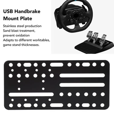 USB Handbrake Mount Plate Universal Stainless Steel Desk Mount Bracket Plat DW - Image 1 of 4