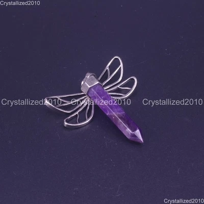 Piedras Preciosas Naturales Libélula Hexágono Chakra Curación Colgante Cuentas Plata Tibetana Foto 1 de 4