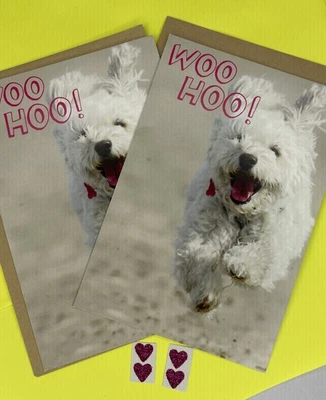 Funny Dog Woo Hoo Excited Running  Cute /Humorous Birthday Cards+ 🩷 Seal - Image 1 of 4