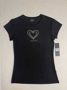 Bebe Women T-Shirt Rhinestone Logo Black Size Small NWT  - Picture 1 of 3