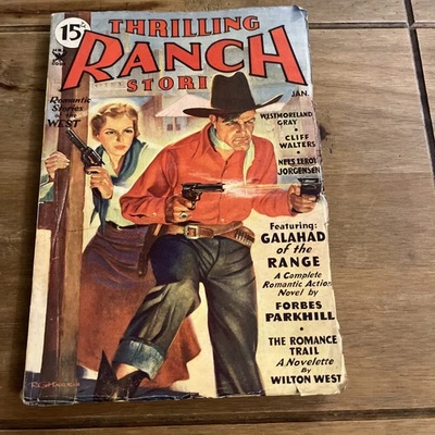 Thrilling RANCH Stories Vintage PB 1930's Magazine - Image 1 of 4