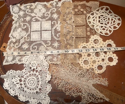 lote vintage de 6 tapetes crochet encaje algodón Foto 1 de 4