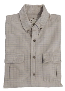 Camisa para hombre Woolrich manga larga franela bronceada británica con botones talla XL - Imagen 1 de 5
