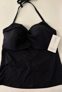 Athleta Hampton Sujetador Copa Tankini Halter Cuello Atado Negro Traje de Baño Top 40D/DD Nuevo - Imagen 1 de 18