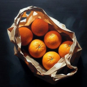 Art "Grocery Orange Stills"Original Still Life Oil Painting Kitchen Home 12"×12" - Picture 1 of 1