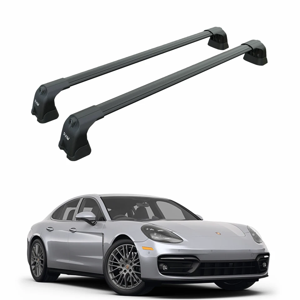Barras transversales para portaequipajes de techo para Porsche Panamera 2009-2016 punto fijo aluminio negro Foto 1 de 4