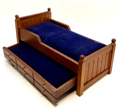 Cama nido de madera vintage 1:12 casa de muñecas muebles miniatura Taiwán Foto 1 de 4