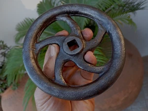 Perilla de manija de válvula de caldera de vapor de hierro fundido de rueda de colección plomería antigua 5" - Imagen 1 de 17