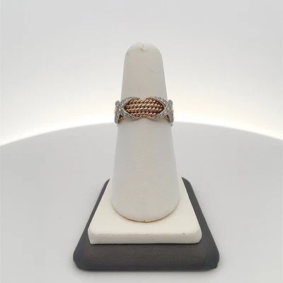 Anillo de platino y 18 k talla 7,5 Tiffany & Co. Schlumberger 4 filas cuerda X diamantes Foto 1 de 4
