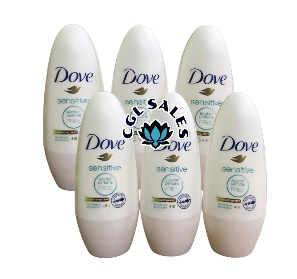 6X Women's Dove Roll On Anti-Perspitant Deodorant Sensitive 40Ml 48h - Image 1 of 1