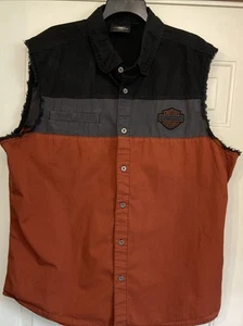 Camisa Harley Davidson Adulto 2XL Naranja Negra Gris Motociclista Motocicleta Mecánico - Imagen 1 de 5