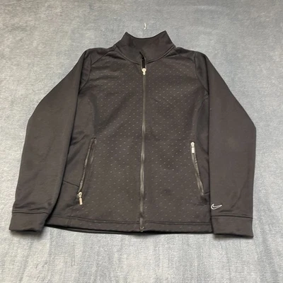 Nike Golf Therma Fit Jacket Womens Medium Black Polka Dots Logo Tour Performance - Image 1 of 4