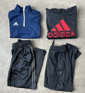 LOT (4) Adidas Boys M 9-10 Sportswear Hoodie Black Trio 15 Track Pants Soccer - Picture 1 of 15