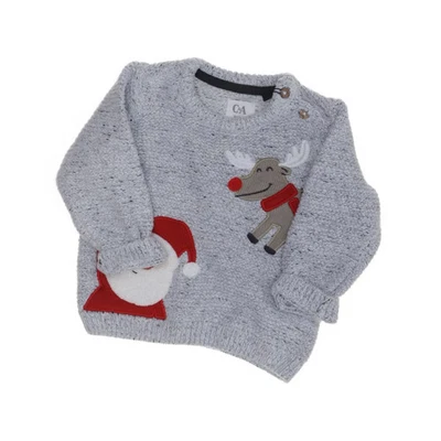 Baby C&A, Weihnachtspullover, Größe: 62, Grau/Rot #nHS - Bild 1 von 4