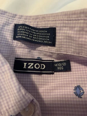 IZOD Niño Cuadros Manga Larga Abotonada Talla M (10/12). Foto 1 de 3