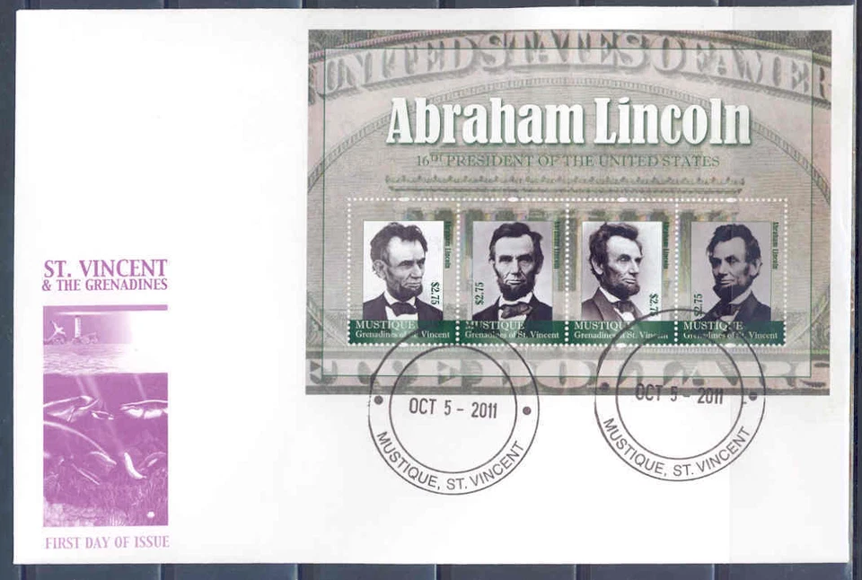 MÚSICA PRESIDENTE ABRAHAM LINCOLN HOJA EN PORTADA PRIMER DÍA Foto 1 de 1