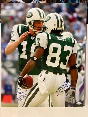 Foto firmada por Chad Pennington y Santana Moss de los New York Jets 16x20 JSA Foto 1 de 4
