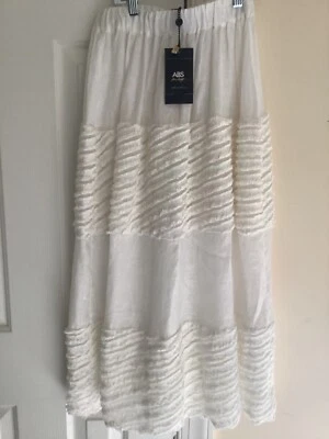 Nuevo $280 ABS Allen Schwartz Mujer’s Pequeña S Blanco Bordado Medio Pantorrilla Falda Nuevo con Etiquetas Foto 1 de 4