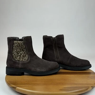 Mujeres Clarks Opal Marrón Gamuza Tejido Tobillo Chelsea Botas Botines Talla 8.5 M Usadas en Excelente Condición Foto 1 de 4