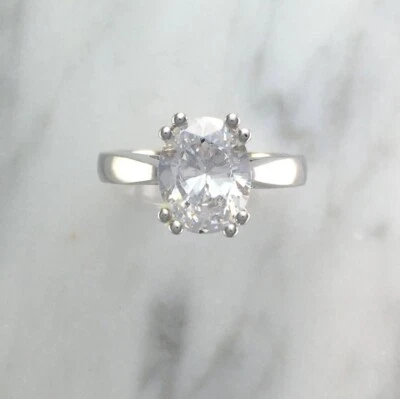 Oval Cut 2.50 Ct Lab Grown Diamond Wedding Ring 14K Solid White Gold size 6 - Image 1 of 4