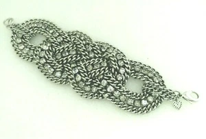 RW. "Stella & Dot" Silver Tone Bracelet Bangle Braided Chain with Crystal  - Picture 1 of 7