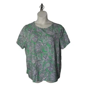 Talbots 3X Green White Paisley Knit Shirt Top - Picture 1 of 3