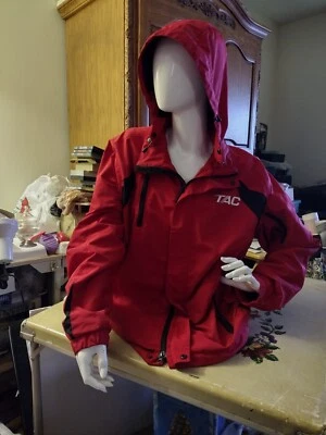 Port Authority Rain Fleece Lined Jacket Sz L Logo Embroidered Pocket Full ZipRED - Image 1 of 4