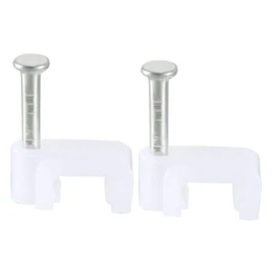 200Stk. Flachkabel Kabelschelle Nagel Koaxial Stifte Draht Klemme 7mm Weiß - Bild 1 von 3