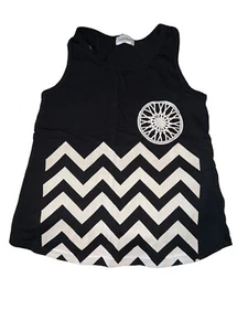 Soul Cycle Little Girls Black Beige Chevron Racerback Tank Top 4 - Picture 1 of 3