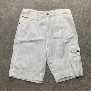 Chico's Shorts Women's 2.5 White 100% Linen Cargo Pocket Bermuda Preppy Beach - Picture 1 of 14