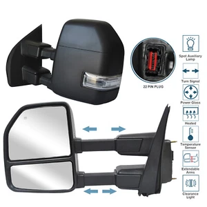Towing Mirrors For 17-20 Ford F350 F450 F550 Super Duty Power Heated Turn Signal - Picture 1 of 12