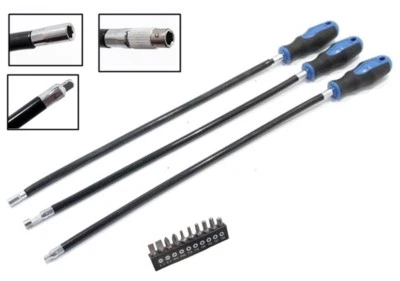 SET 3 PEZZI MANICO PORTA INSERTI CACCIAVITE E BUSSOLE FLESSIBILE LUNGHEZZA 610mm - Immagine 1 di 4