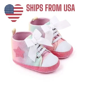 Baby girls High top shoes, Toddler Star Bow Cute Sneakers Baby - Picture 1 of 8