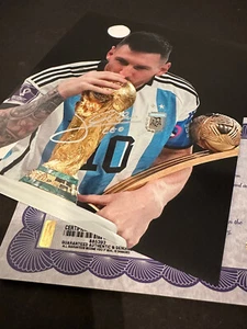 LIONEL MESSI ARGENTINA WORLD CUP AUTHENTIC HAND SIGNED AUTOGRAPH PHOTO + COA - Picture 1 of 1