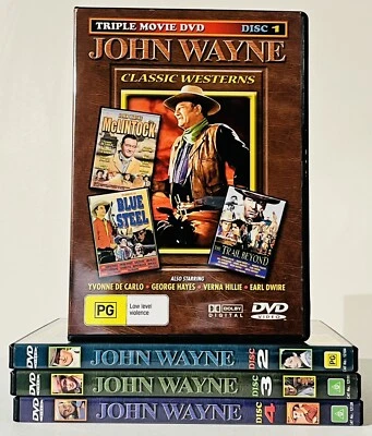 John Wayne Classic Westerns DVD Disc 1, 2, 3, 4 Region All Like New - Image 1 of 3