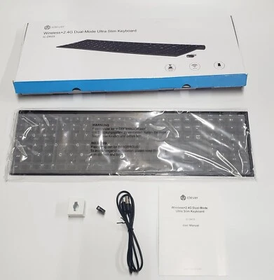 iclever IC-DK03 Wireless + 2.4G Dual Mode Ultra Slim Bluetooth Keyboard BLACK  - Image 1 of 4