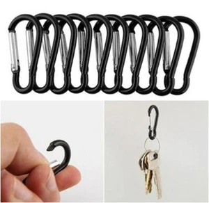10 Mini(Black) Carabiners Camping Spring Clip Hook Keychain Key Ring Hiking A597 - Picture 1 of 4